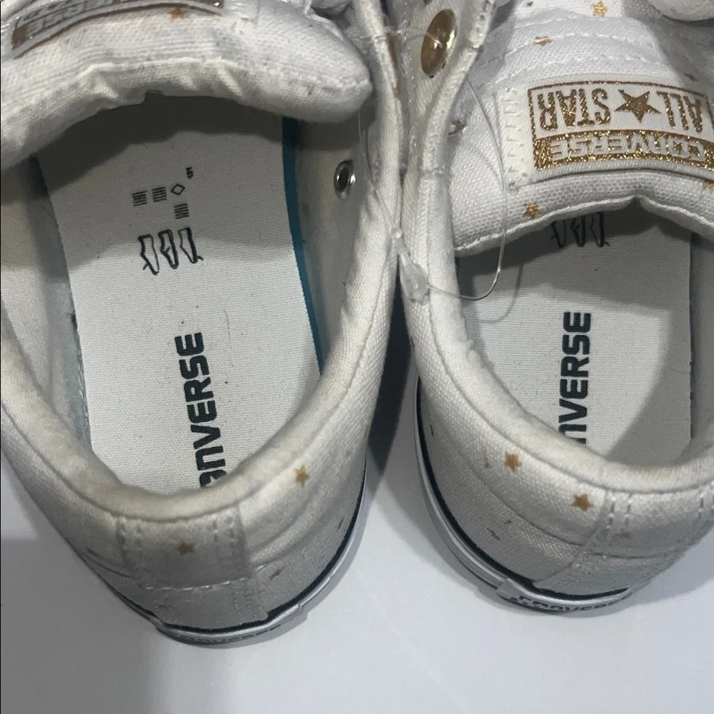 Converse Kids White and Gold Star Sneakers size 5